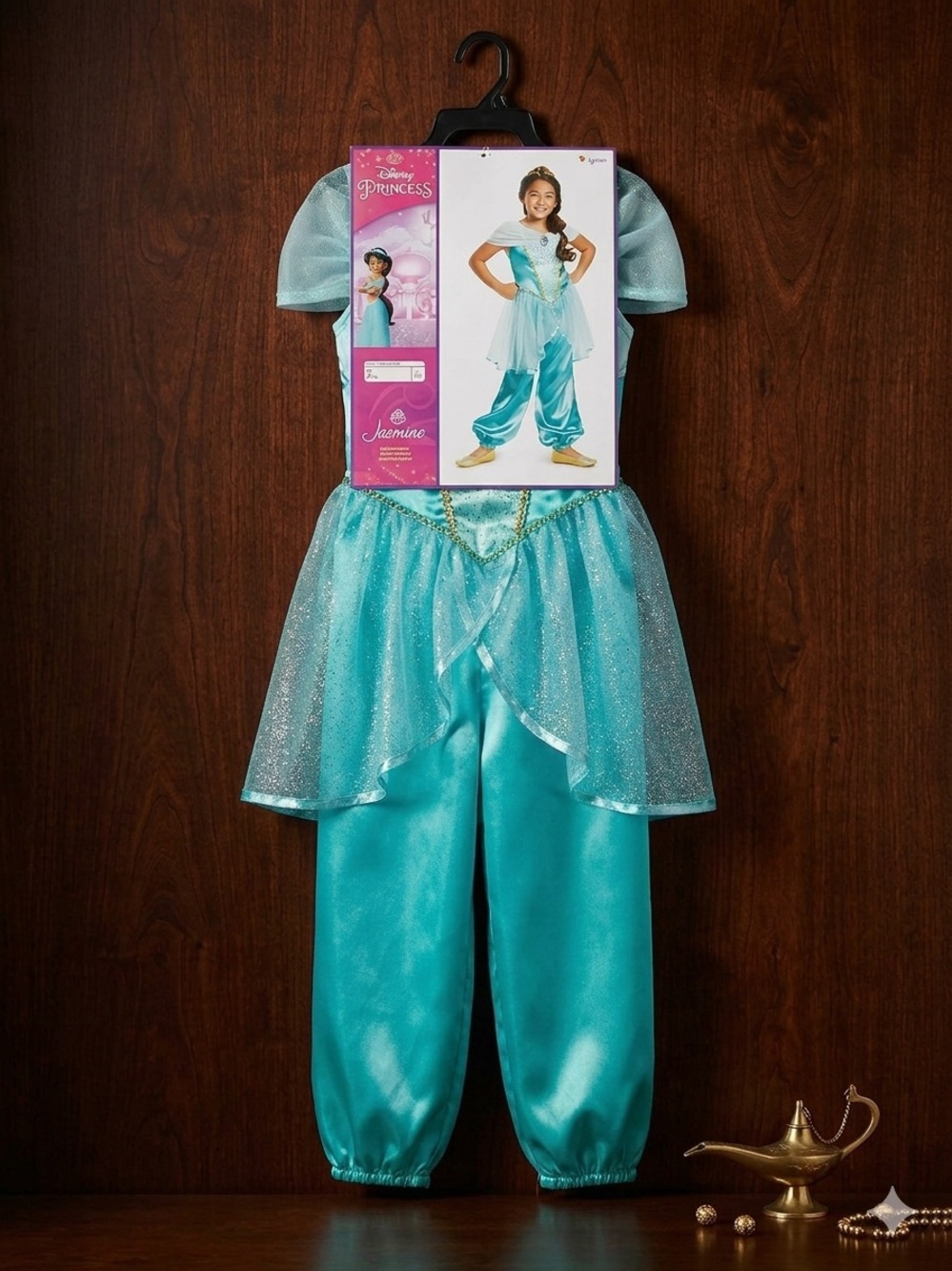 NWT Disney Princess Jasmine Classic Girls Costume Jumpsuit by Disguise Teal 7/8